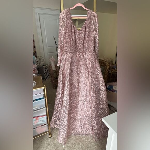 Elegant Pink Lace Gown ballgown evening dresses pink gown - Picture 1 of 3